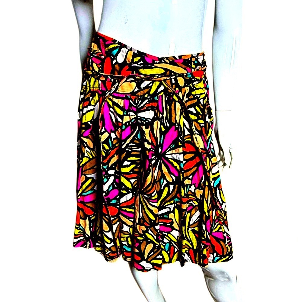 Anthropologie Floral wrap skirt Odille Colorful Aline 2 abstract maximalist